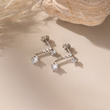 STMG Minimalist Diamond Stud Earrings in silver