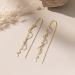 STMG Spiral Wave Dangle Threader Earrings in gold