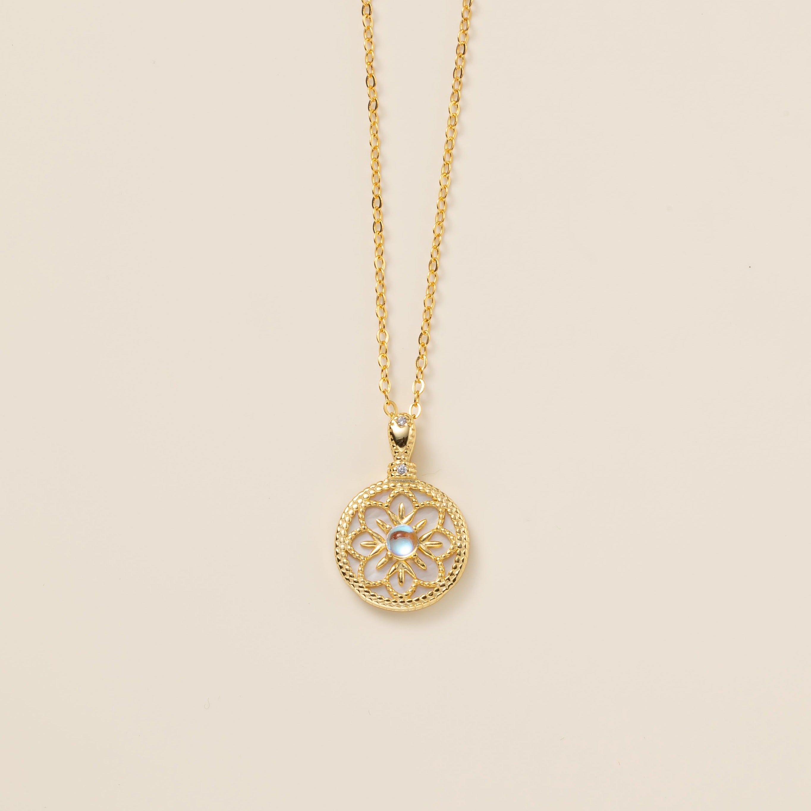 STMG Moonstone Snowflake Necklace