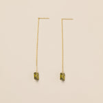 STMG Olive Green Dangle Threader Earrings