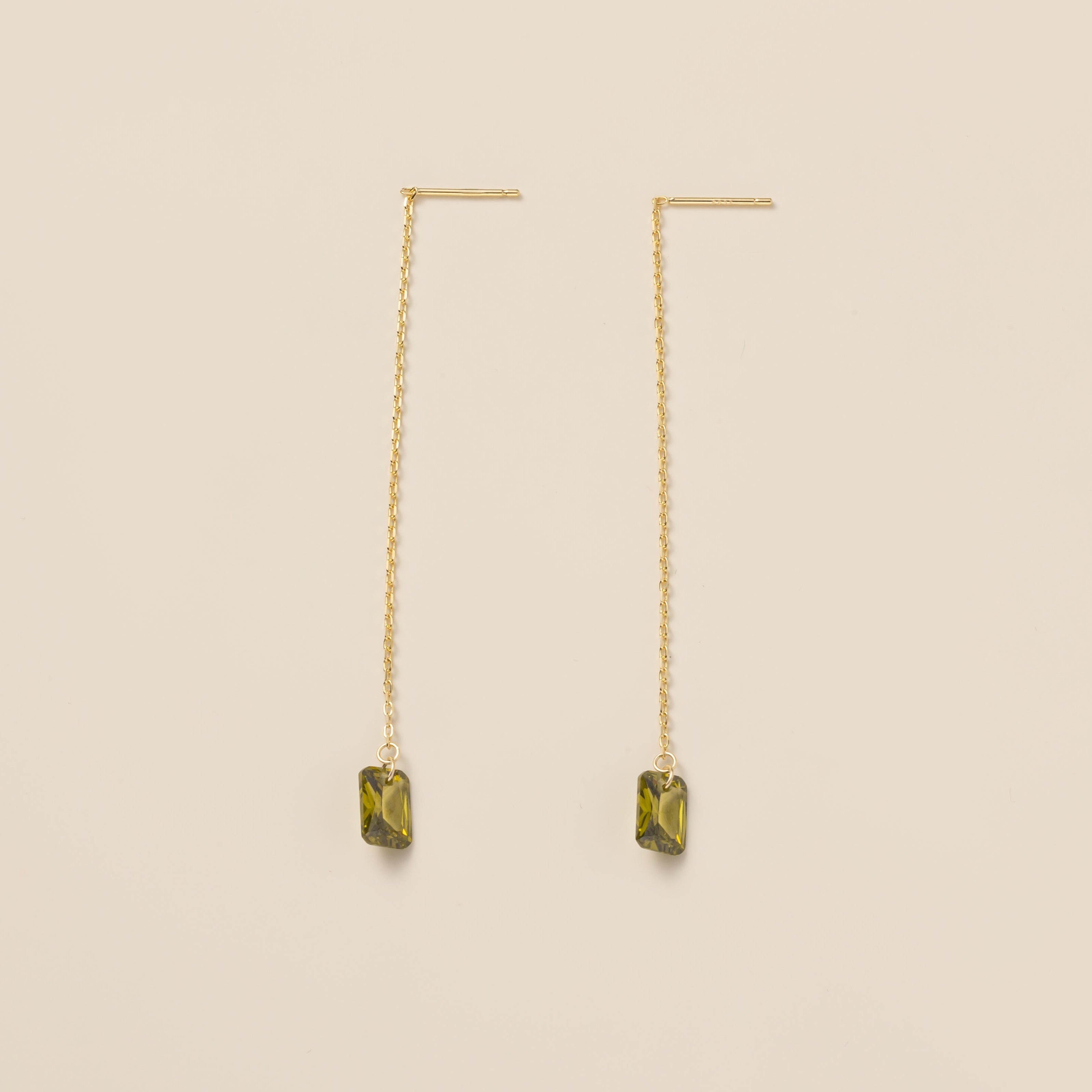 STMG Olive Green Dangle Threader Earrings