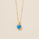 Blue Fire Opal Sweet Heart Necklace