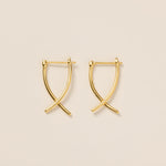 Geometric Cross Hoops in gold