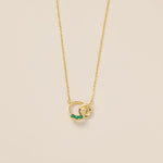 STMG Green Emerald Duo Circle Necklace 