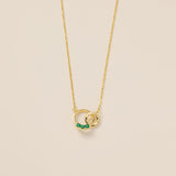 STMG Green Emerald Duo Circle Necklace 