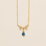 Blue Fire Opal Droplet Necklace