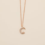 STMG Opal Star on Crescent Moon Necklace in rose gold