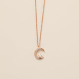 STMG Opal Star on Crescent Moon Necklace in rose gold