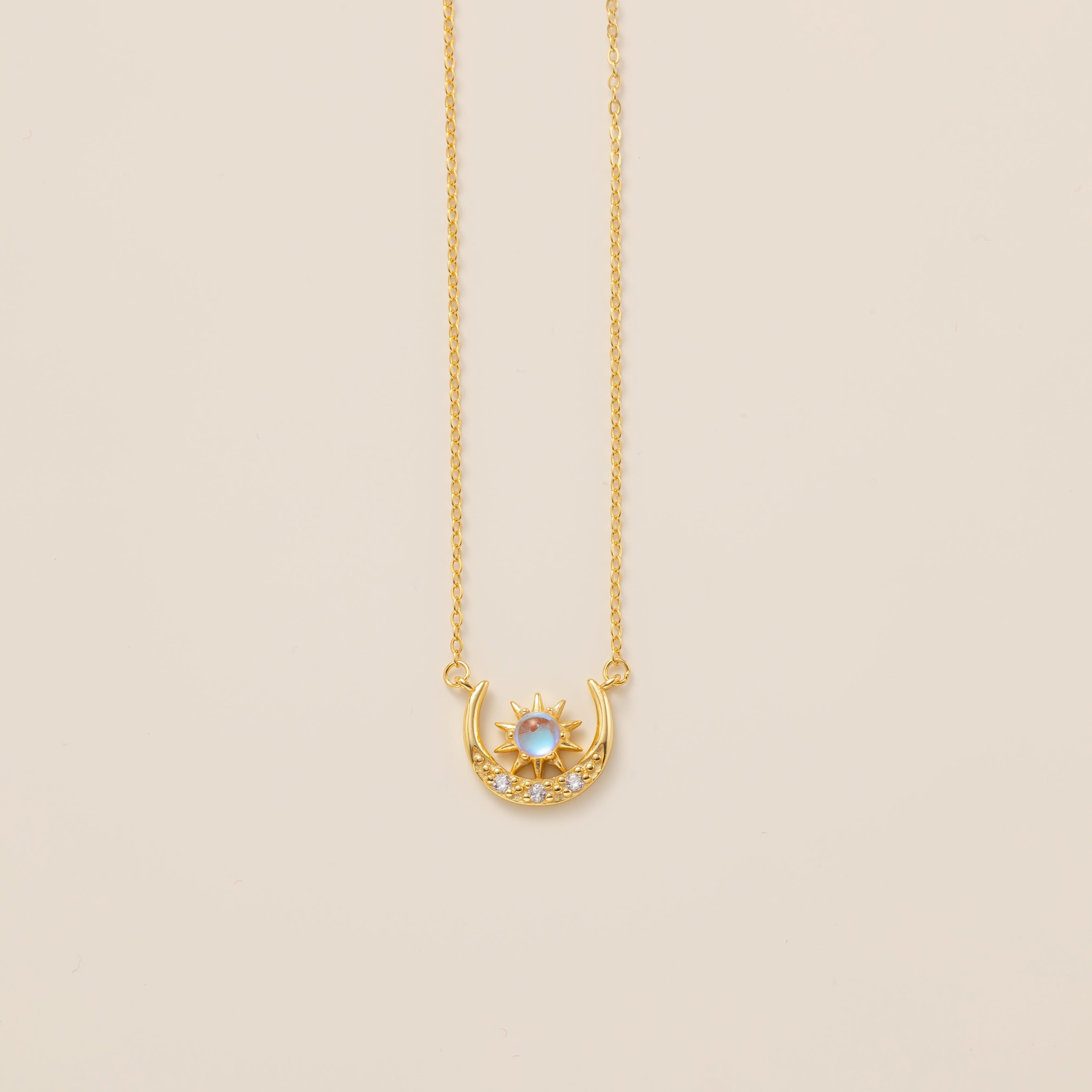 STMG Tiny Sun and Moon Necklace in gold