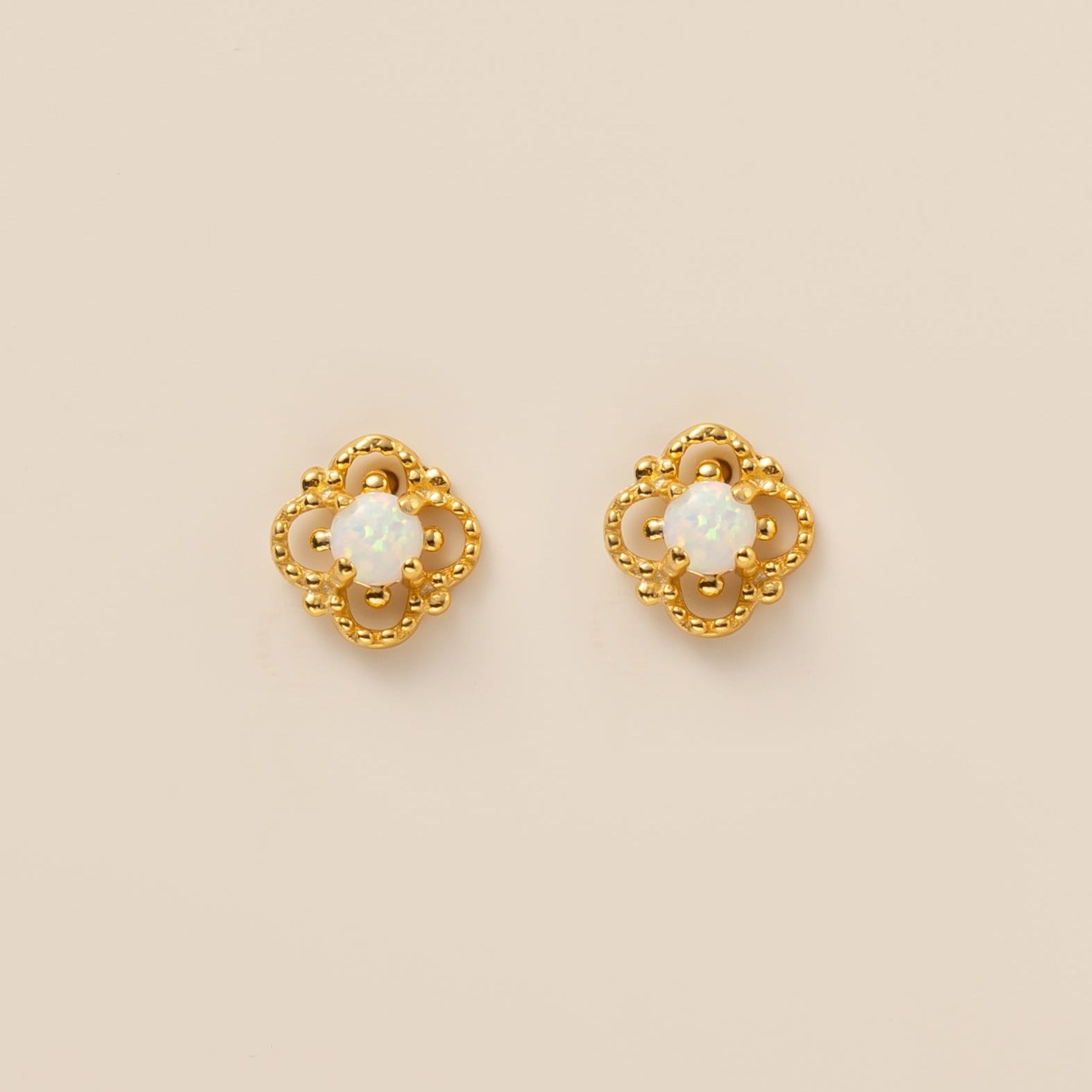 STMG Tiny Opal Stud Earrings in gold