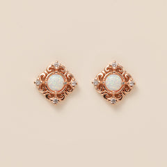 STMG Opal Vintage Style Stud Earrings in rose gold