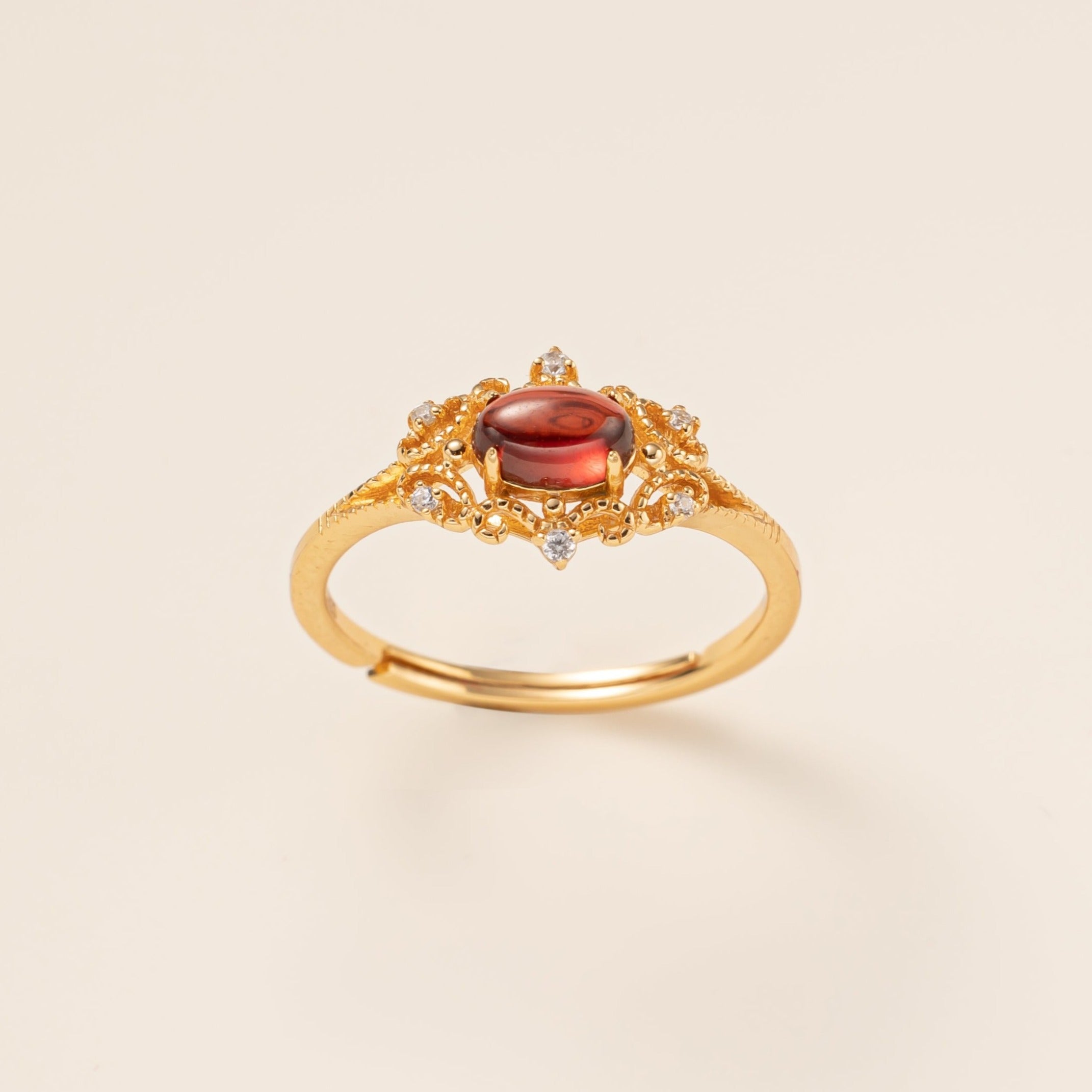 STMG Natural Garnet Adjustable Ring