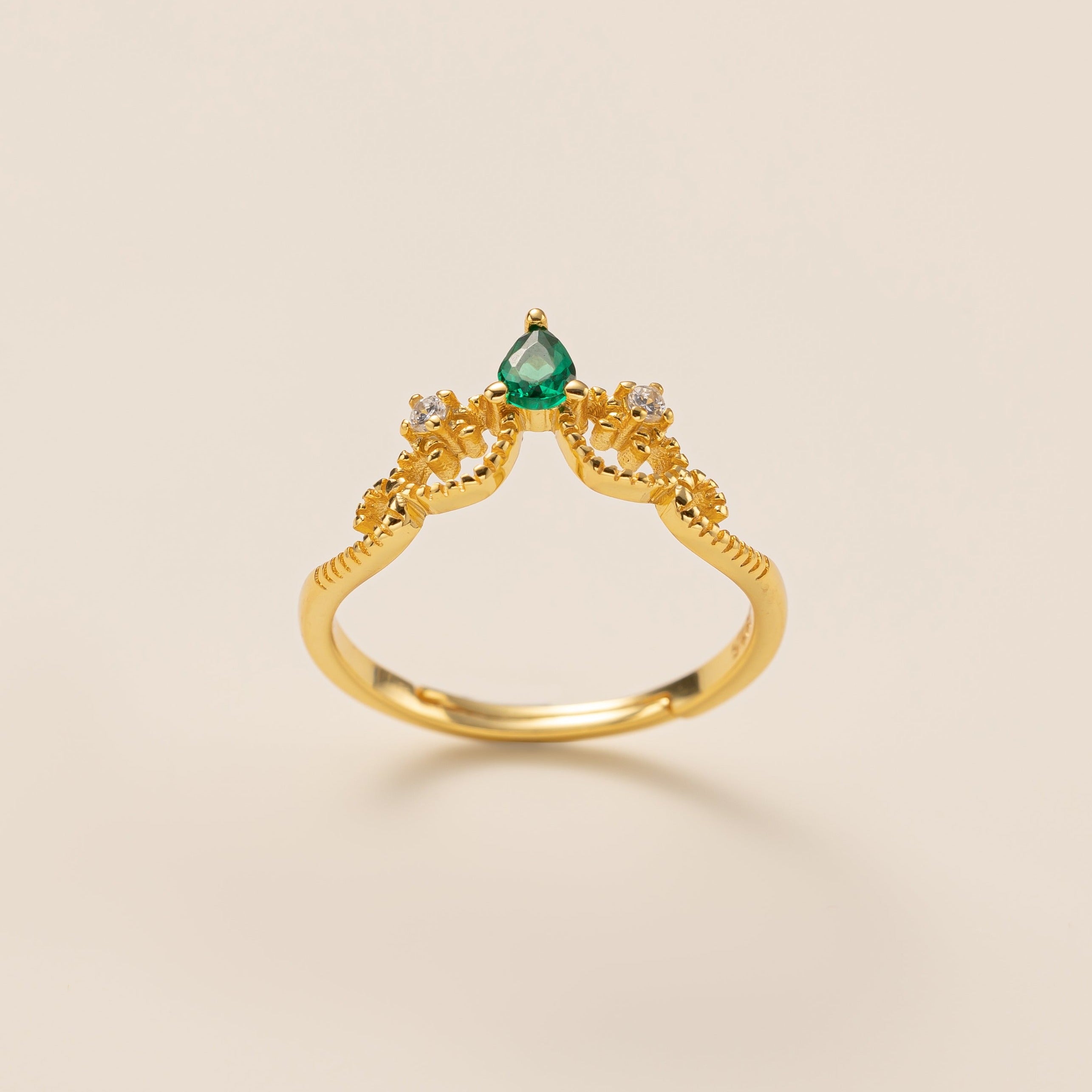 STMG Green Emerald Crown Promise Ring