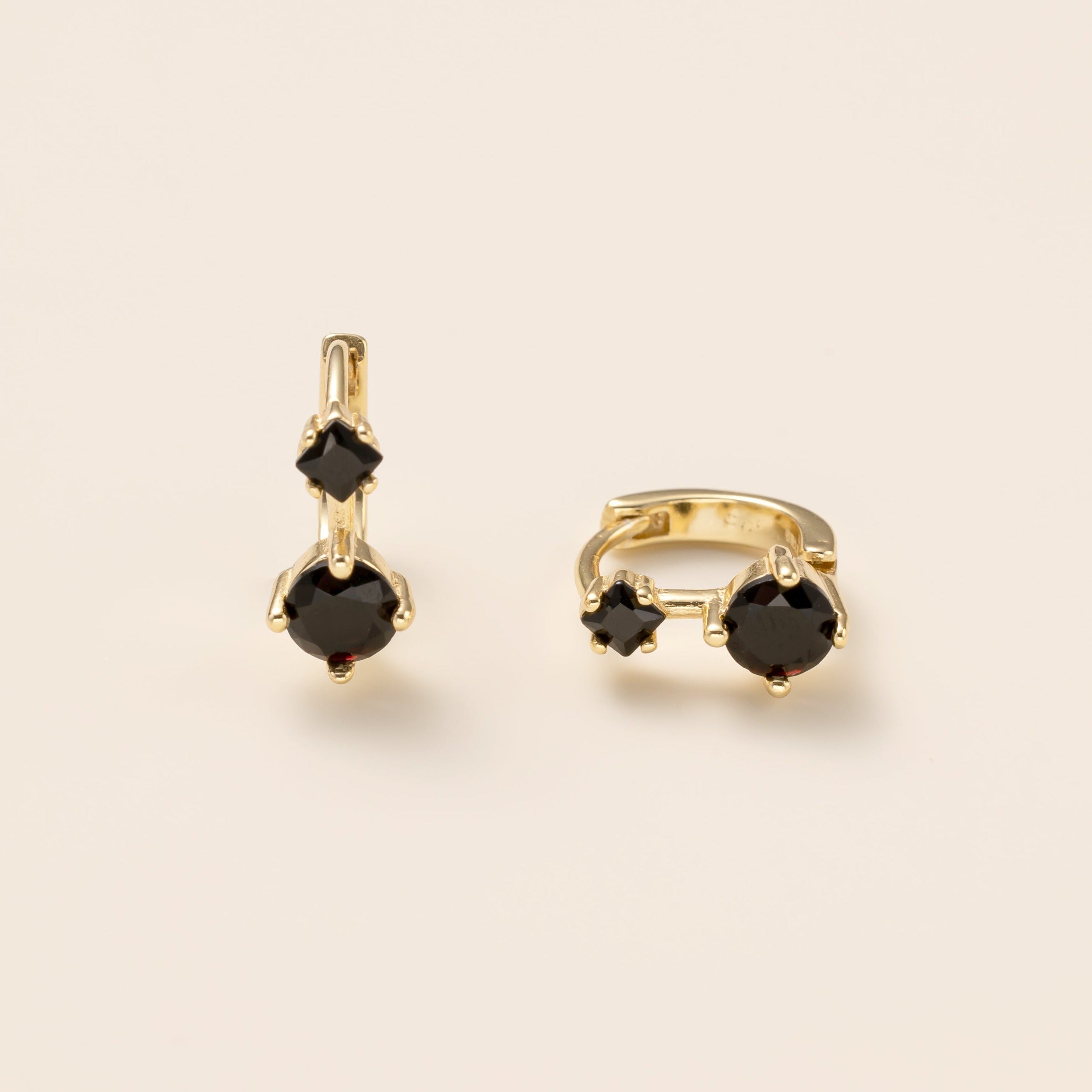 Black CZ Hoops in gold