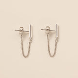 Vertical Bar Chain Dangle Earrings (S925)