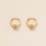 Circle Dangle Hoops in gold