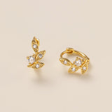 STMG Tiny Olive Leaf Hoops in gold