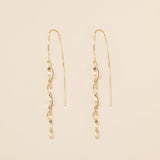 STMG Spiral Wave Dangle Threader Earrings in gold