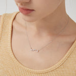 Big Dipper Plough Necklace in silver on neck