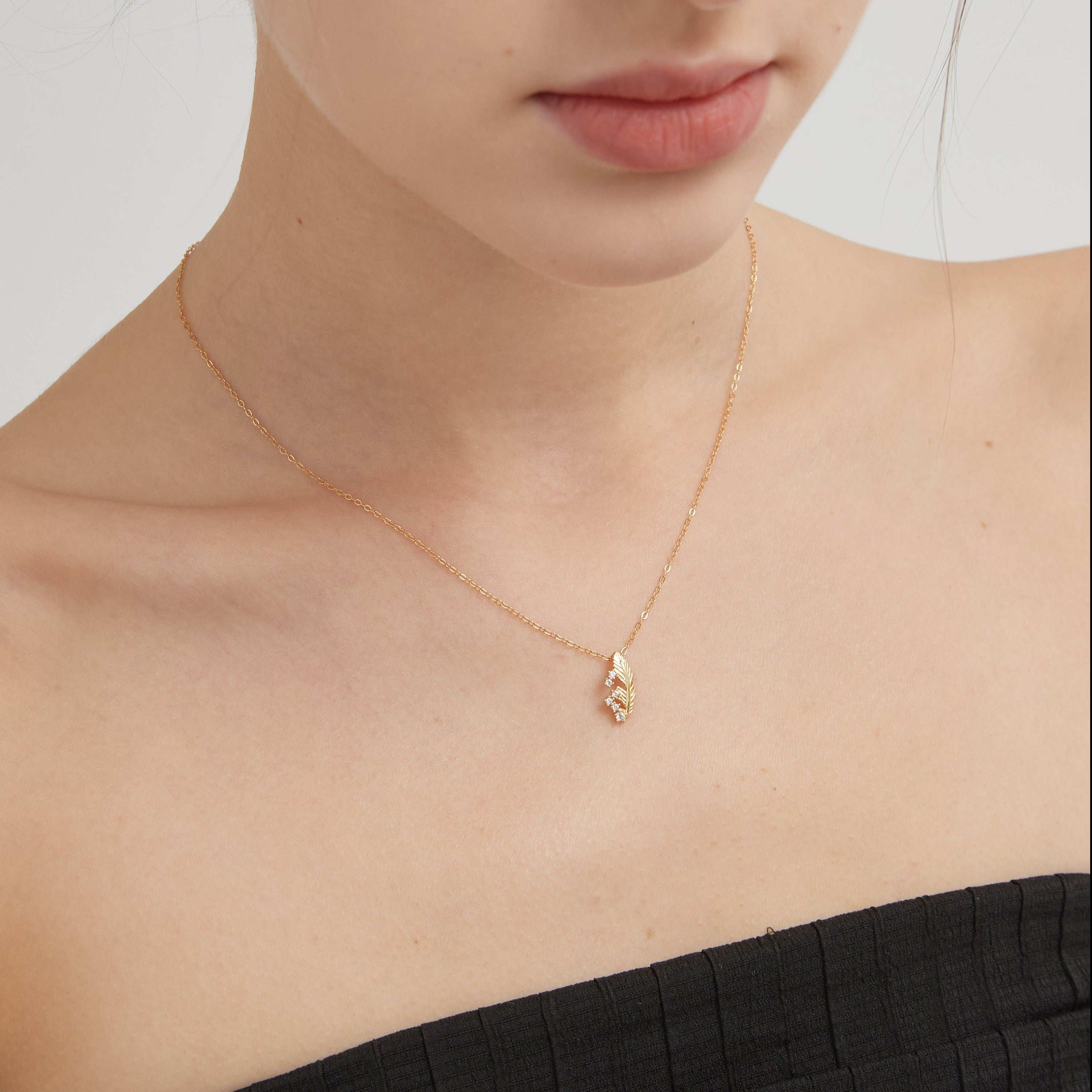 Feather Necklace on neck