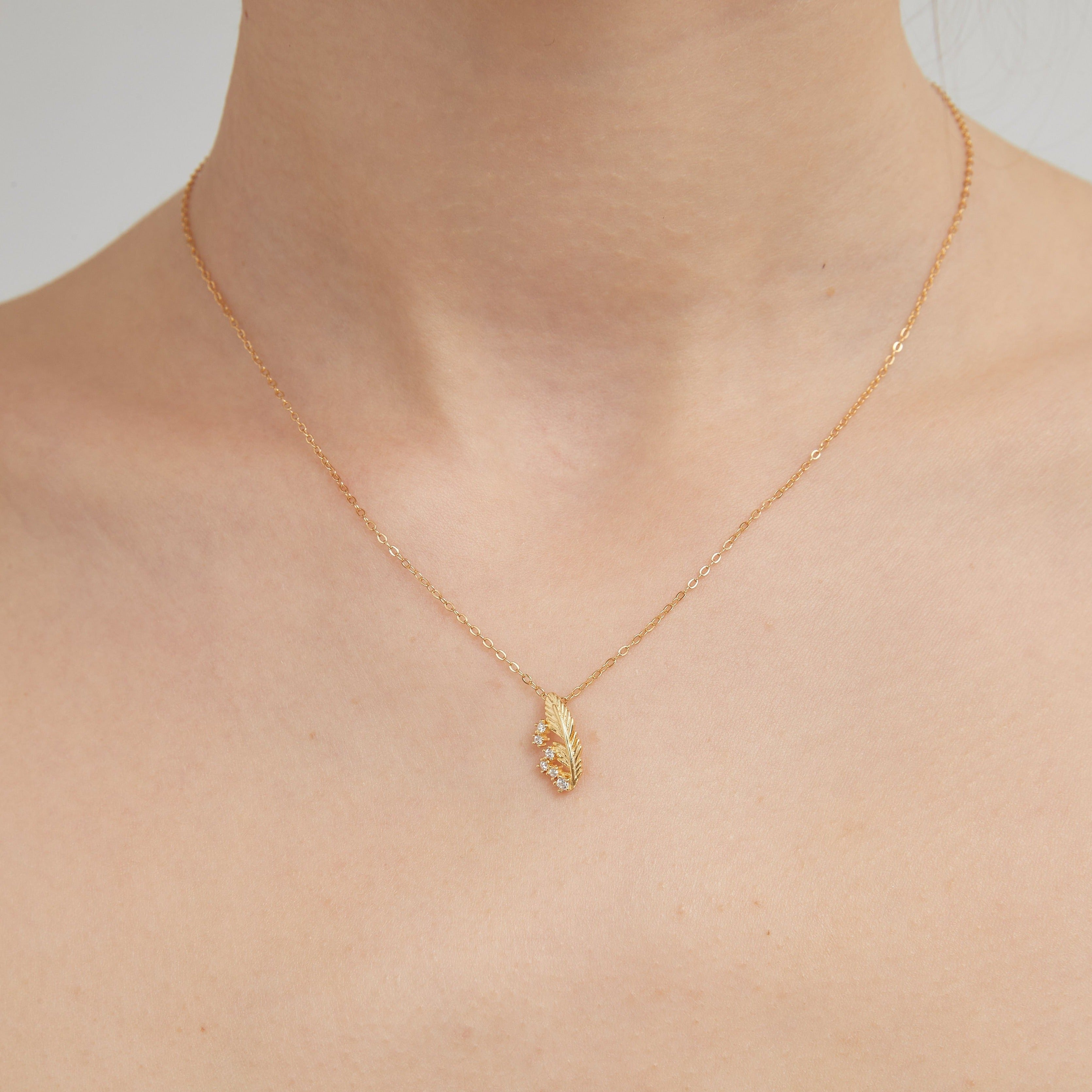 Feather Necklace on neck