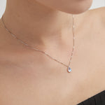 STMG Moonstone Droplet Necklace on neck