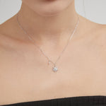 STMG Snowflake Necklace in silver on neck