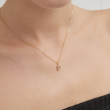 STMG Rose with CZ Necklace on neck