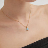 STMG Natural Aquamarine Choker Necklace on neck