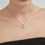 STMG Natural Aquamarine Choker Necklace on neck