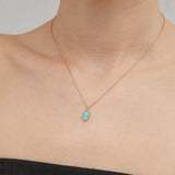 STMG Natural Turquoise Choker Necklace on neck