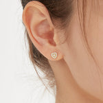 STMG Opal Sweet Heart Stud Earrings on ear