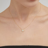 STMG Snowflake Necklace on neck