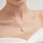 STMG Pearl Adjustable Necklace in silver on neck