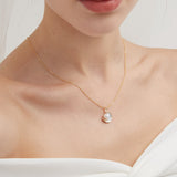 STMG Natural Pearl on Crescent Moon Necklace on neck