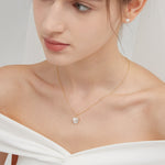 STMG Natural Pearl on Crescent Moon Necklace on neck