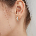 STMG Pearl with CZ Stud Earrings on ear