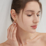 STMG Natural Pearl Dangle Threader Earrings in gold