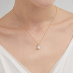 STMG Natural Pearl Bunny Rabbit Necklace on neck