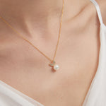 STMG Natural Pearl Bunny Rabbit Necklace on neck