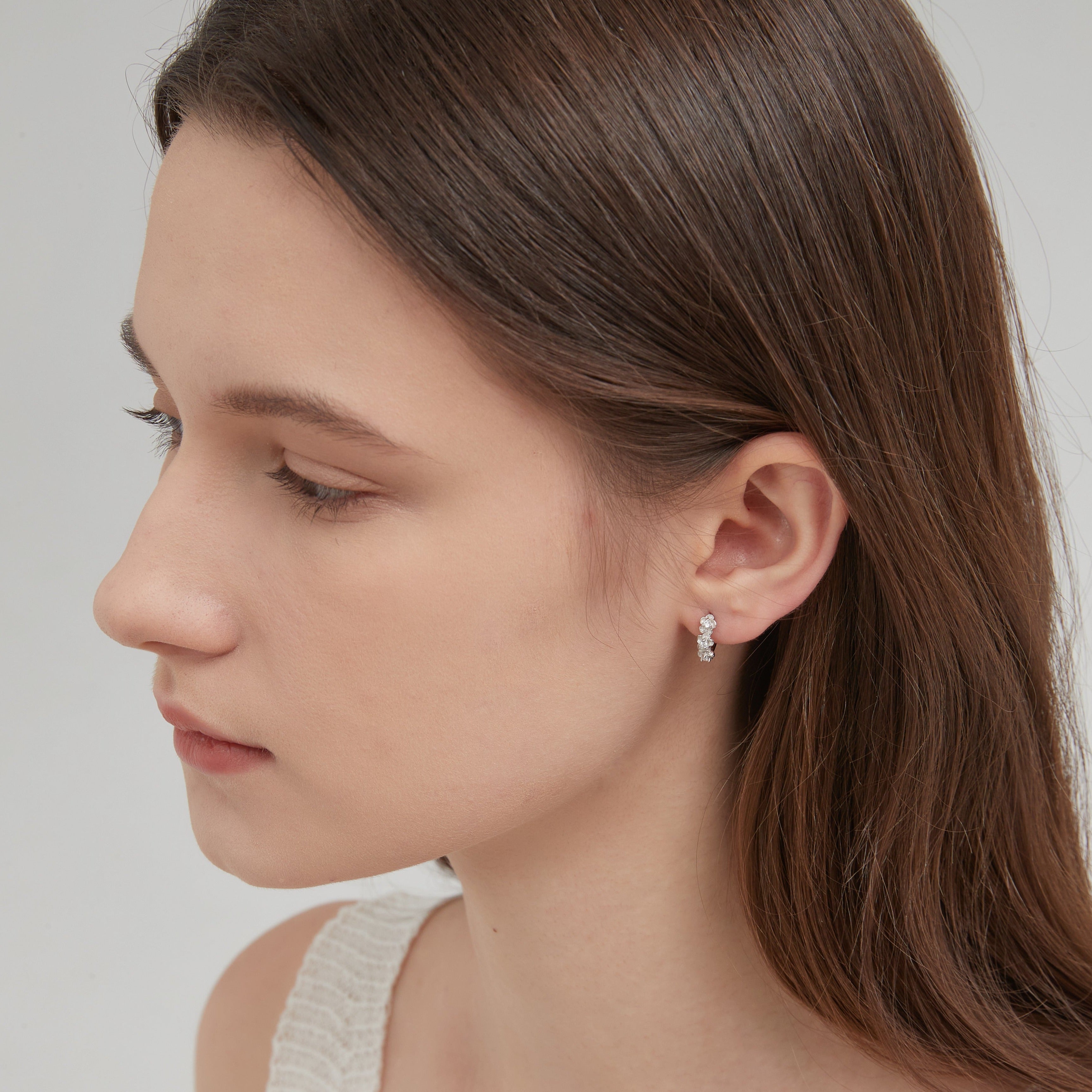 STMG Tiny Flowers Hoops on ear