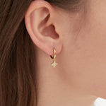 4-leaf Clover Flowers Hoops on ear