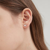 STMG Tanystropheus Dinosaur Stud Earrings in silver on ear