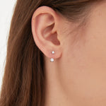 STMG Minimalist Diamond Stud Earrings in silver on ear