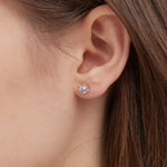 STMG Moonstone Stud Earrings in champagne gold on ear