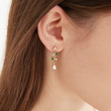 STMG Opal Flower Drop Earrings on ear