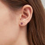 STMG Red Clover Tiny Earrings on ear