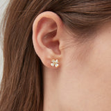 Dogwood Blossom Stud Earrings on ear