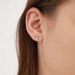 STMG Star Stud Earrings in silver on ear