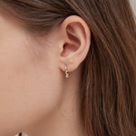 STMG Rhombus Droplet Hook Earrings in gold on ear